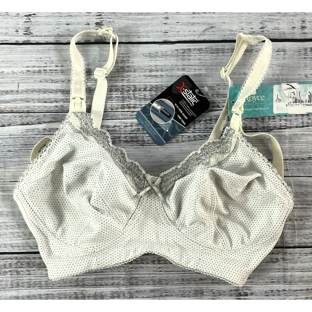 Royce Women's Cream and Gray Lace Bra